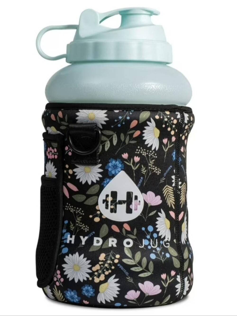 HydroJug Black Floral Crossbody/Sleeve Bag with Pink, White & Green Accents - Picture 3 of 3